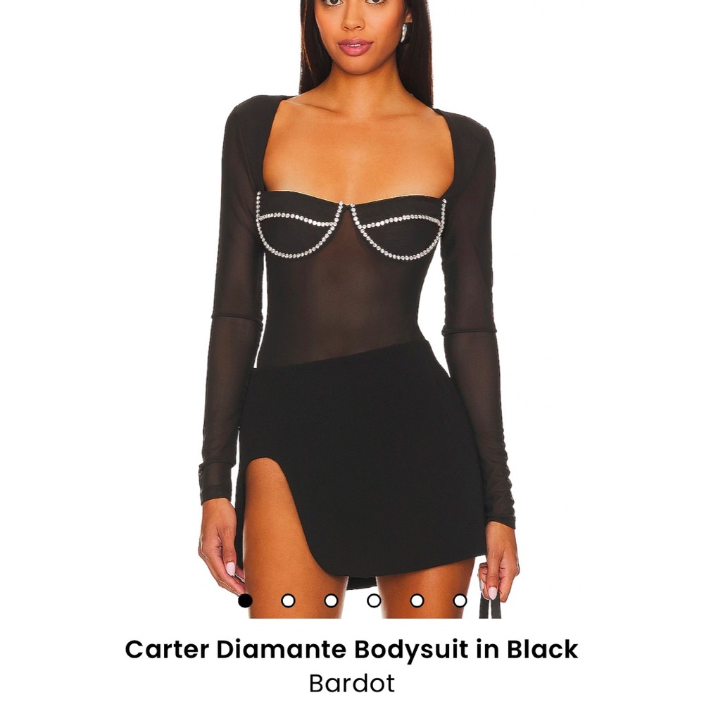 Bardot Carter Diamante Bodysuit in Black